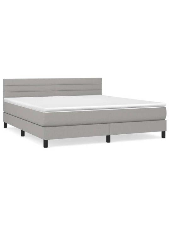 Box spring postel s matrací světle šedá 180 x 200 cm textil