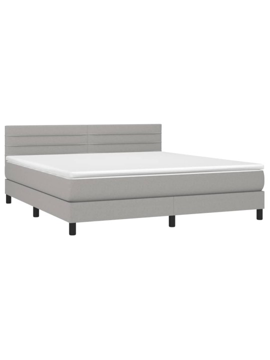 Box spring postel s matrací světle šedá 180 x 200 cm textil
