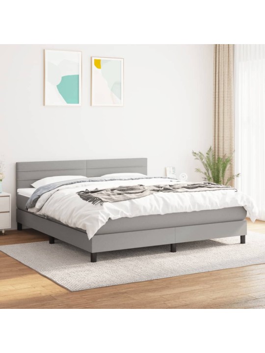 Box spring postel s matrací světle šedá 180 x 200 cm textil