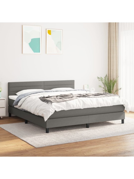 Box spring postel s matrací tmavě šedá 180x200 cm textil