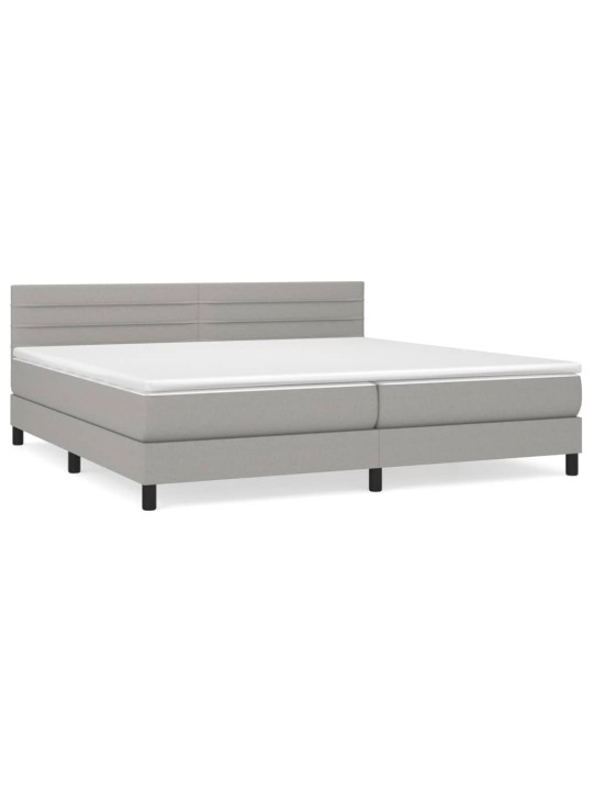 Box spring postel s matrací světle šedá 200 x 200 cm textil