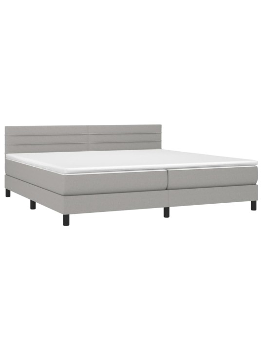 Box spring postel s matrací světle šedá 200 x 200 cm textil