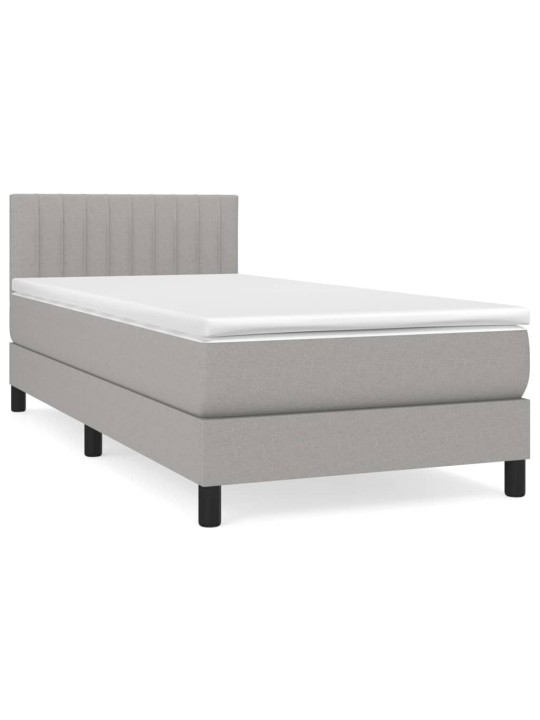 Box spring postel s matrací světle šedá 90x190 cm textil