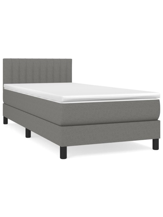 Box spring postel s matrací tmavě šedá 90x200 cm textil