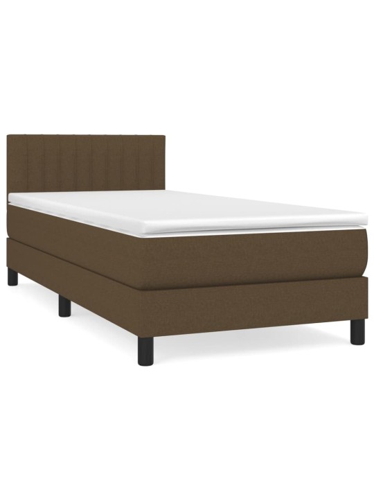Box spring postel s matrací tmavě hnědá 90x200 cm textil