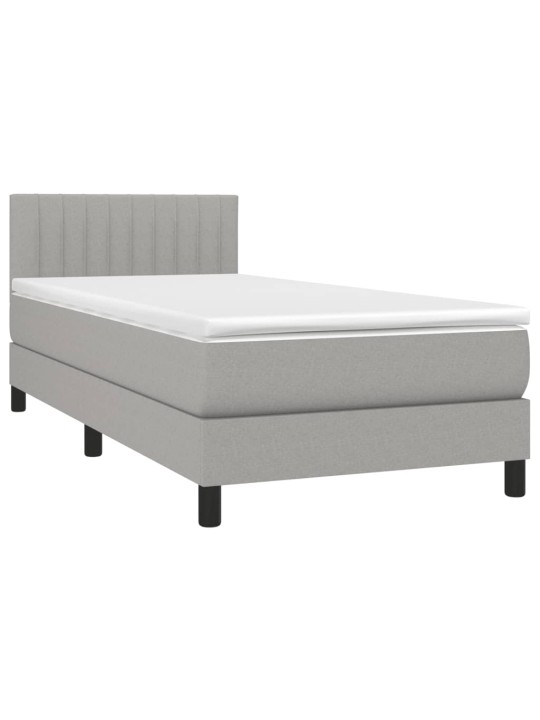 Box spring postel s matrací světle šedý 100 x 200 cm textil
