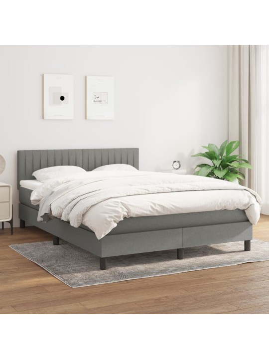 Box spring postel s matrací tmavě šedý 140 x 190 cm textil