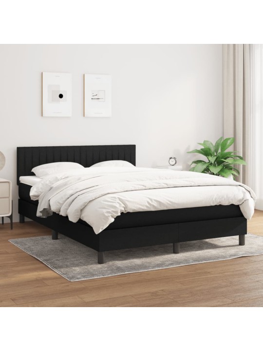 Box spring postel s matrací černá 140 x 190 cm textil