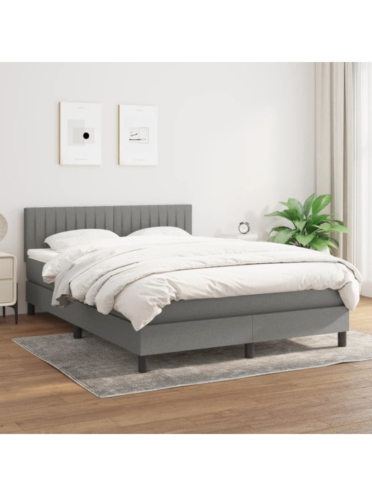 Box spring postel s matrací tmavě šedá 140x200 cm textil