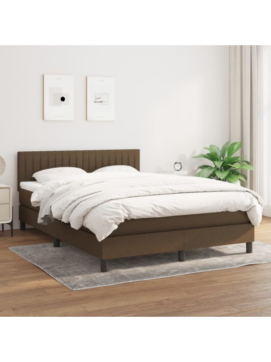 Box spring postel s matrací tmavě hnědá 140x200 cm textil