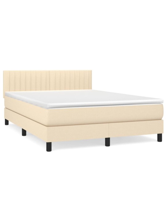 Box spring postel s matrací krémová 140x200 cm textil