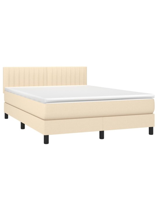 Box spring postel s matrací krémová 140x200 cm textil