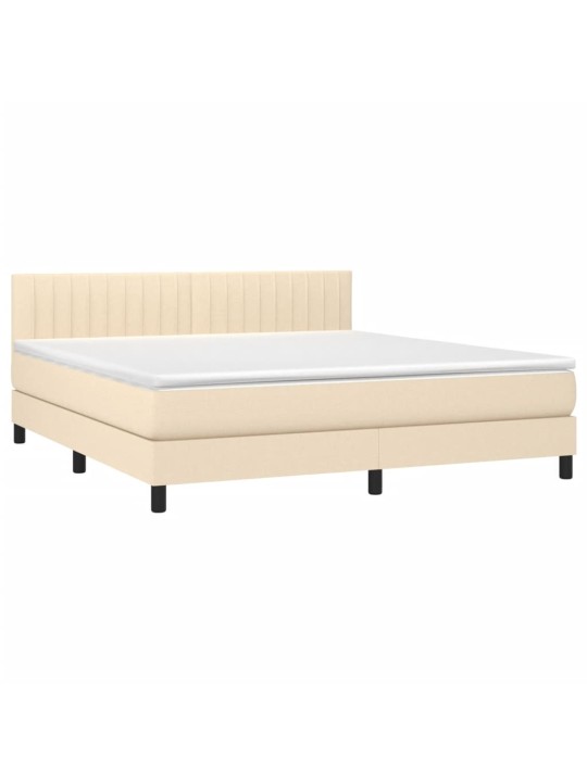 Box spring postel s matrací krémová 160x200 cm textil