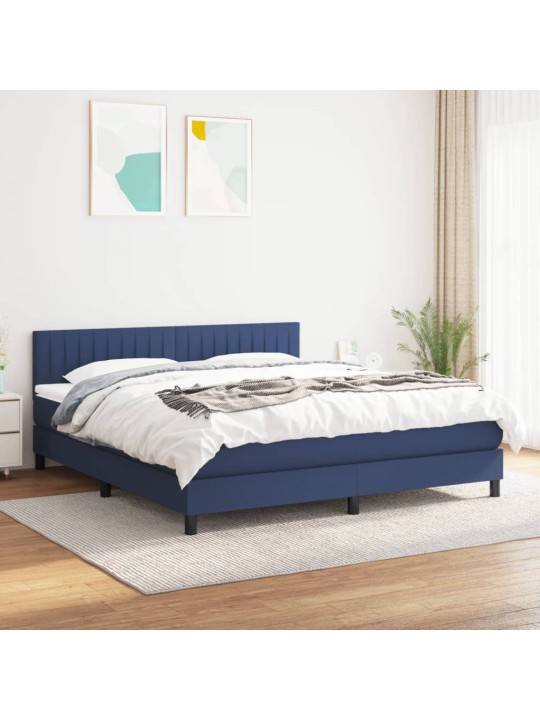 Box spring postel s matrací modrá 160x200 cm textil