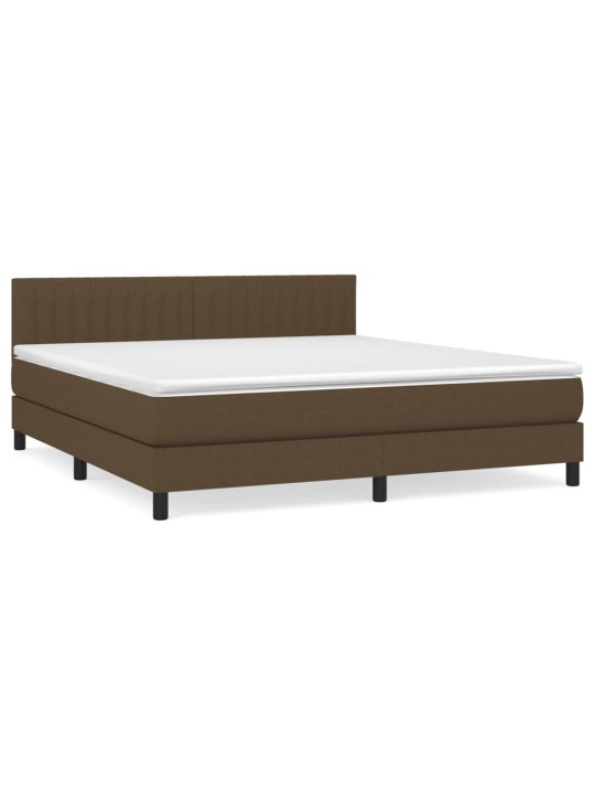 Box spring postel s matrací tmavě hnědá 180x200 cm textil