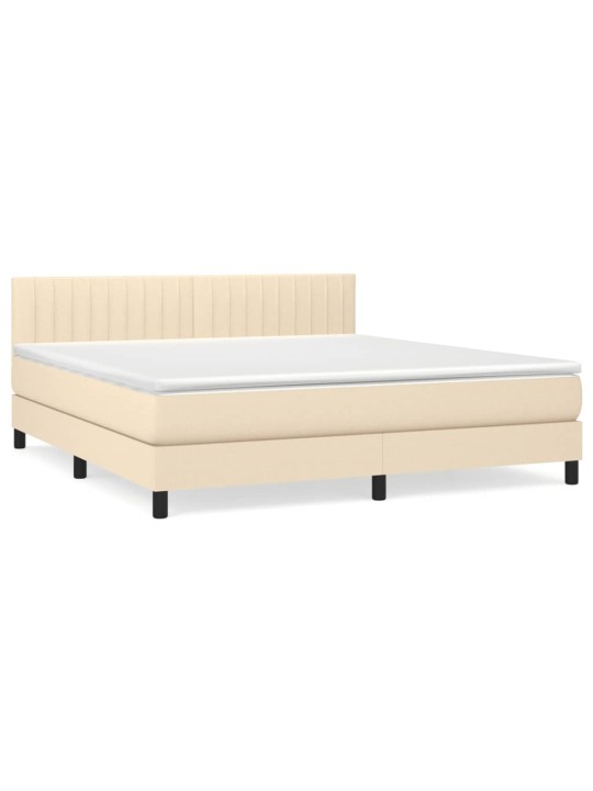 Box spring postel s matrací krémová 180x200 cm textil