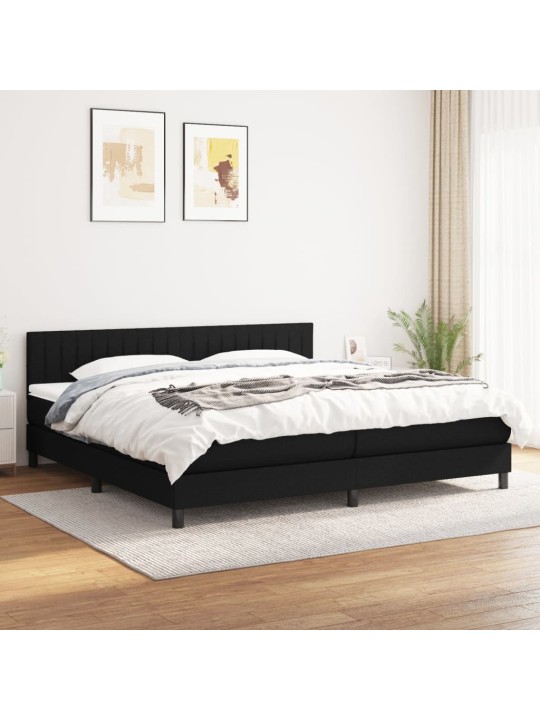 Box spring postel s matrací černá 200x200 cm textil