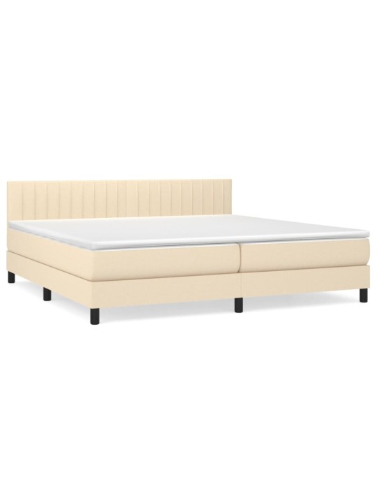 Box spring postel s matrací krémová 200x200 cm textil