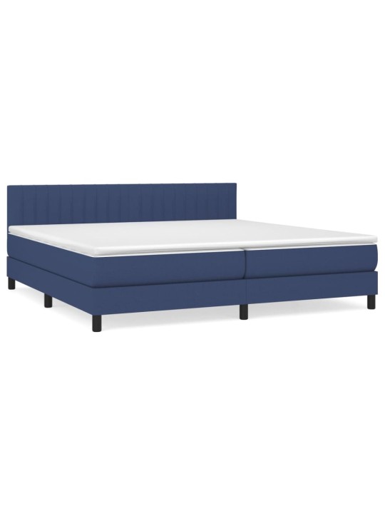 Box spring postel s matrací modrá 200x200 cm textil