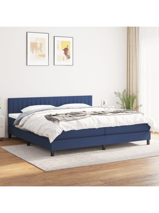 Box spring postel s matrací modrá 200x200 cm textil