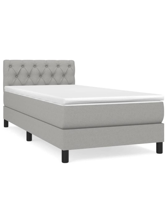 Box spring postel s matrací světle šedá 80 x 200 cm textil