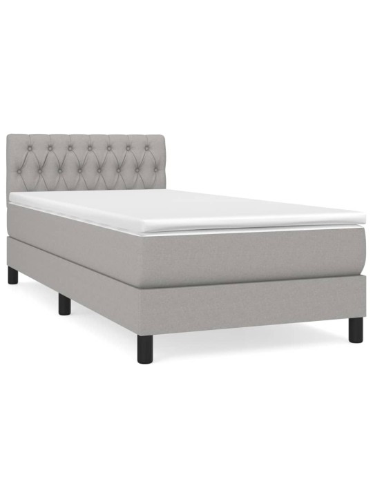 Box spring postel s matrací světle šedá 90x190 cm textil