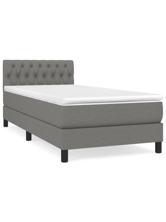 Box spring postel s matrací tmavě šedá 90x190 cm textil