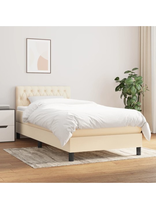 Box spring postel s matrací krémová 90x200 cm textil