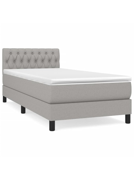 Box spring postel s matrací světle šedý 100 x 200 cm textil