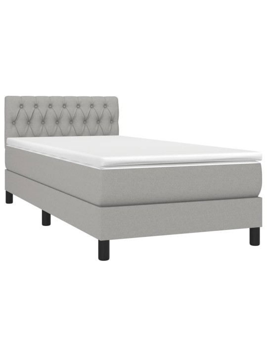 Box spring postel s matrací světle šedý 100 x 200 cm textil