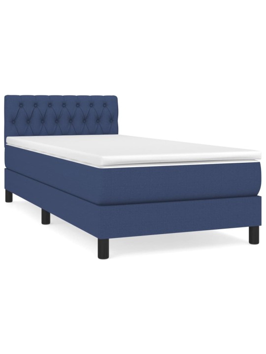 Box spring postel s matrací modrá 100 x 200 cm textil