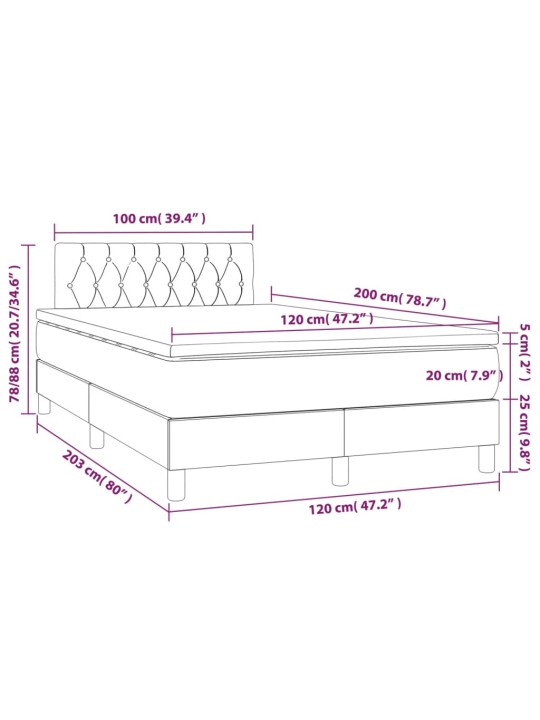 Box spring postel s matrací černá 120x200 cm textil