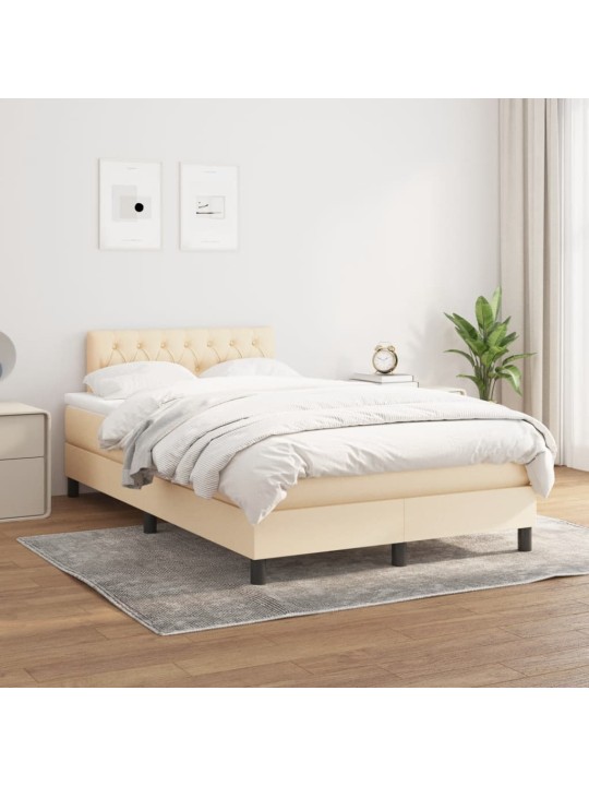 Box spring postel s matrací krémová 120x200 cm textil