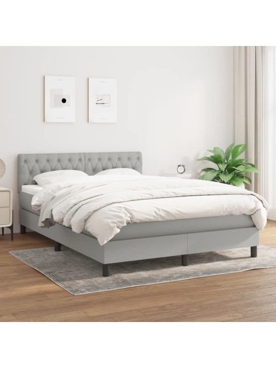 Box spring postel s matrací světle šedá 140 x 190 cm textil
