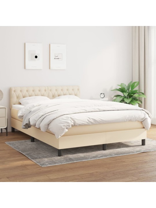 Box spring postel s matrací krémová 140x190 cm textil