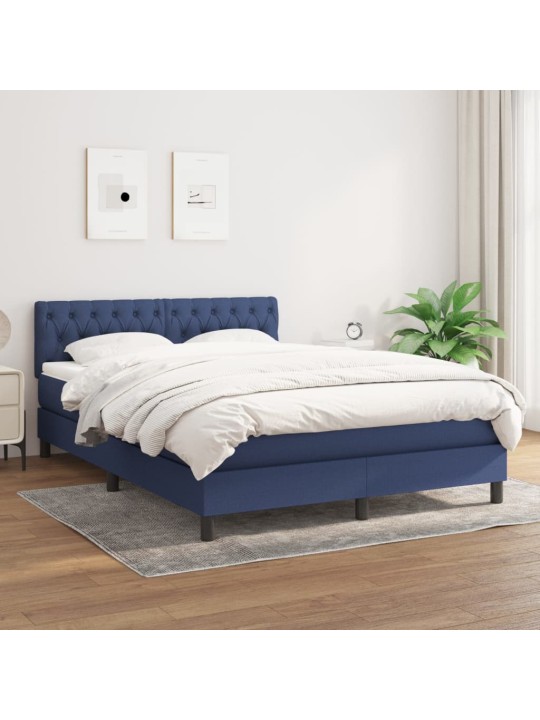 Box spring postel s matrací modrá 140x190 cm textil