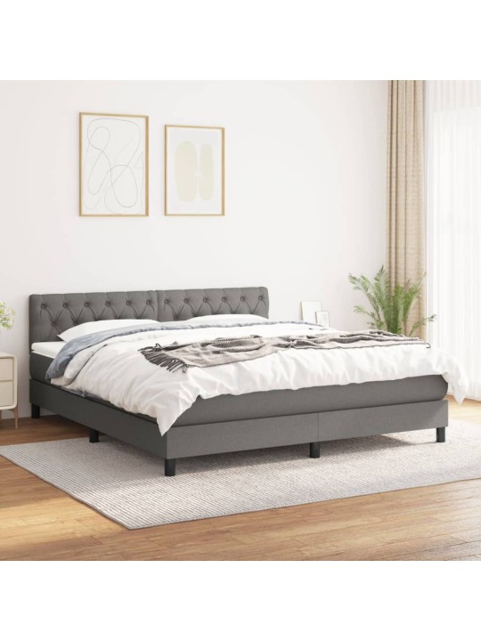 Box spring postel s matrací tmavě šedá 160x200 cm textil