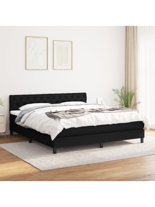 Box spring postel s matrací černá 160x200 cm textil