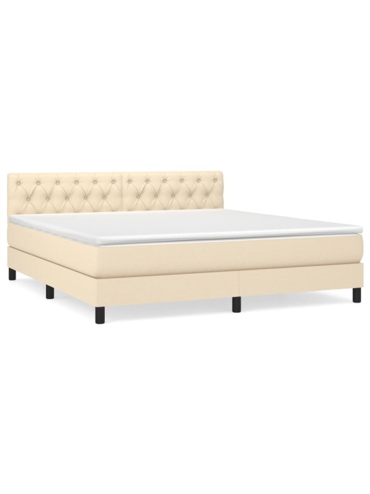 Box spring postel s matrací krémová 160x200 cm textil