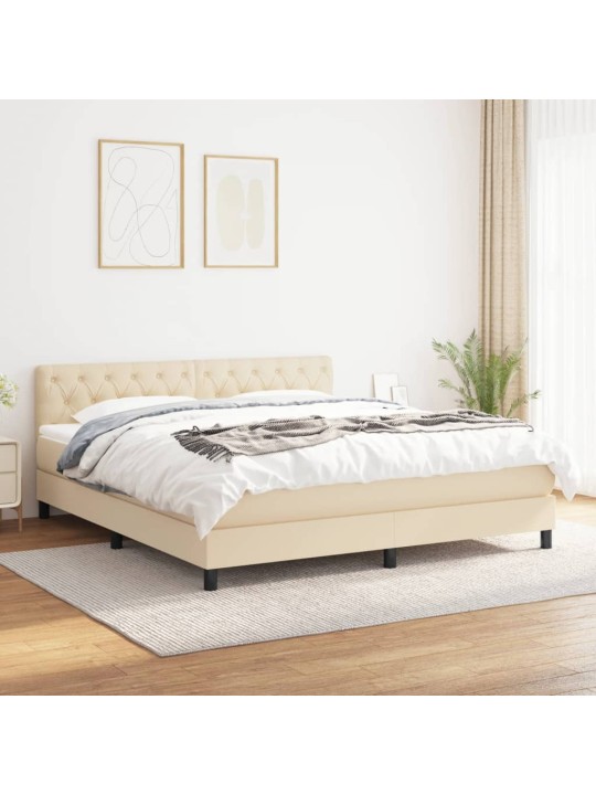 Box spring postel s matrací krémová 160x200 cm textil