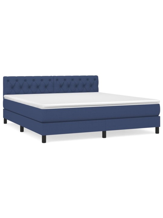 Box spring postel s matrací modrá 160x200 cm textil