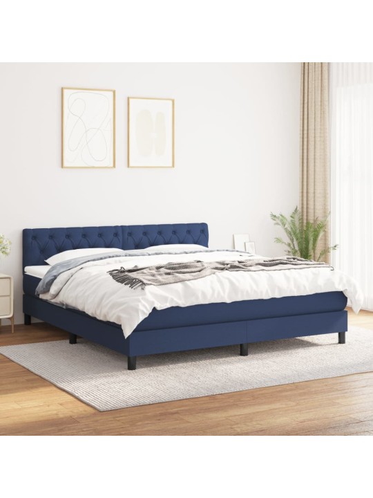 Box spring postel s matrací modrá 160x200 cm textil