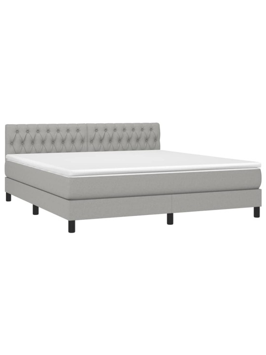 Box spring postel s matrací světle šedá 180 x 200 cm textil