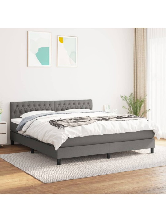 Box spring postel s matrací tmavě šedá 180x200 cm textil