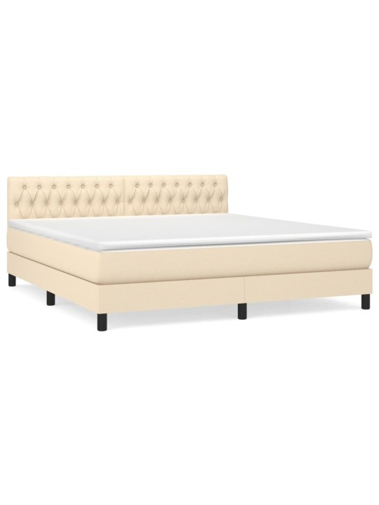 Box spring postel s matrací krémová 180x200 cm textil