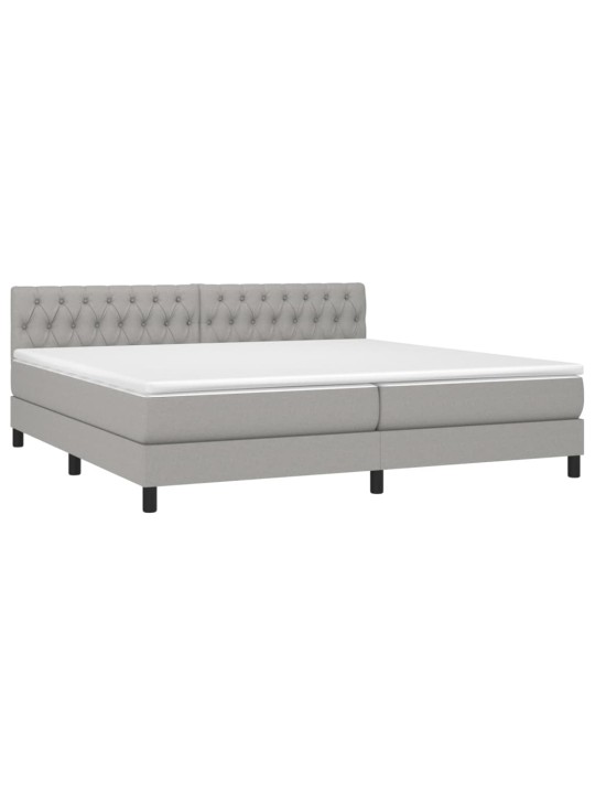 Box spring postel s matrací světle šedá 200 x 200 cm textil