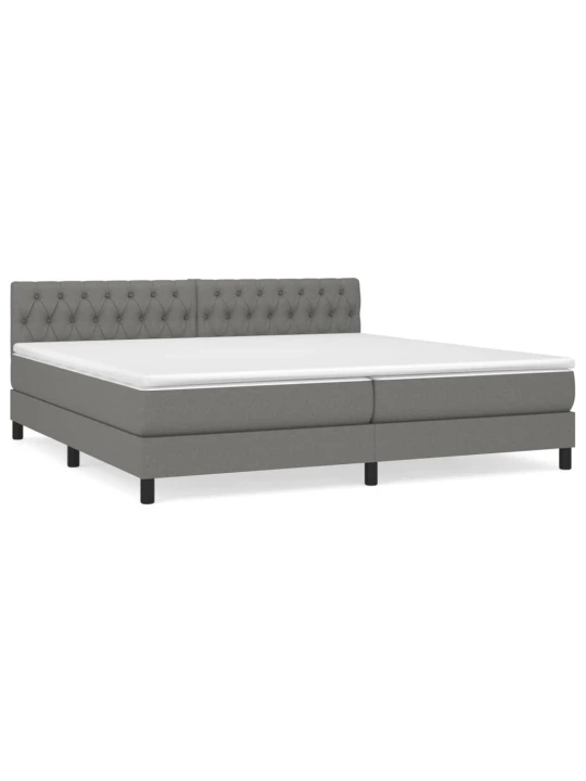 Box spring postel s matrací tmavě šedá 200x200 cm textil