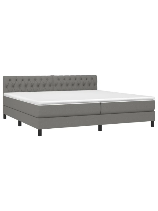 Box spring postel s matrací tmavě šedá 200x200 cm textil