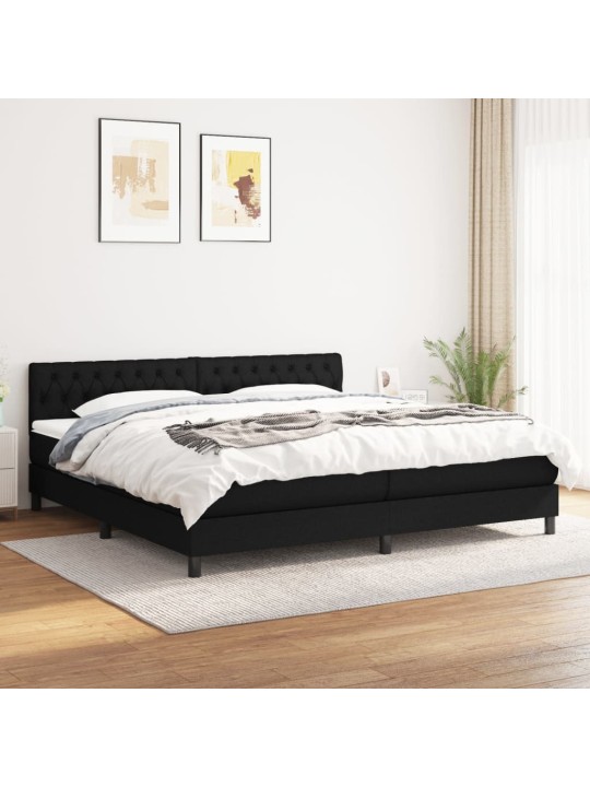 Box spring postel s matrací černá 200x200 cm textil