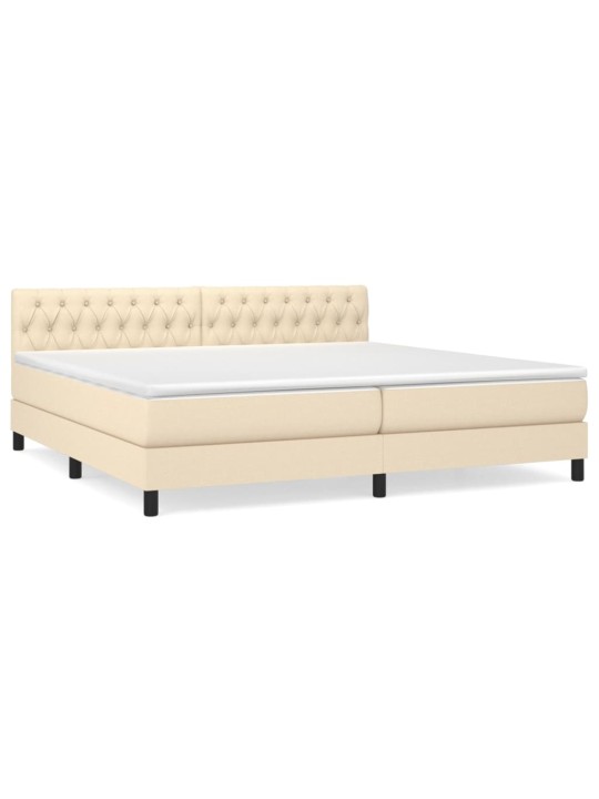 Box spring postel s matrací krémová 200x200 cm textil